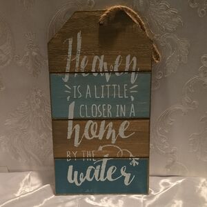 Rustic Teal and Natural Wood 'Heaven is a Little Closer' Wall Sign
